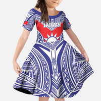 Personalised Taiwan Family Matching Tank Maxi Dress and Hawaiian Shirt Austronesian Tribal Tattoo Red LT05 Daughter's Dress Red - Polynesian Pride