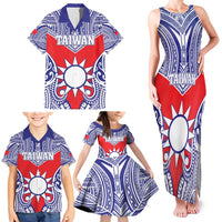 Personalised Taiwan Family Matching Tank Maxi Dress and Hawaiian Shirt Austronesian Tribal Tattoo Red LT05 - Polynesian Pride