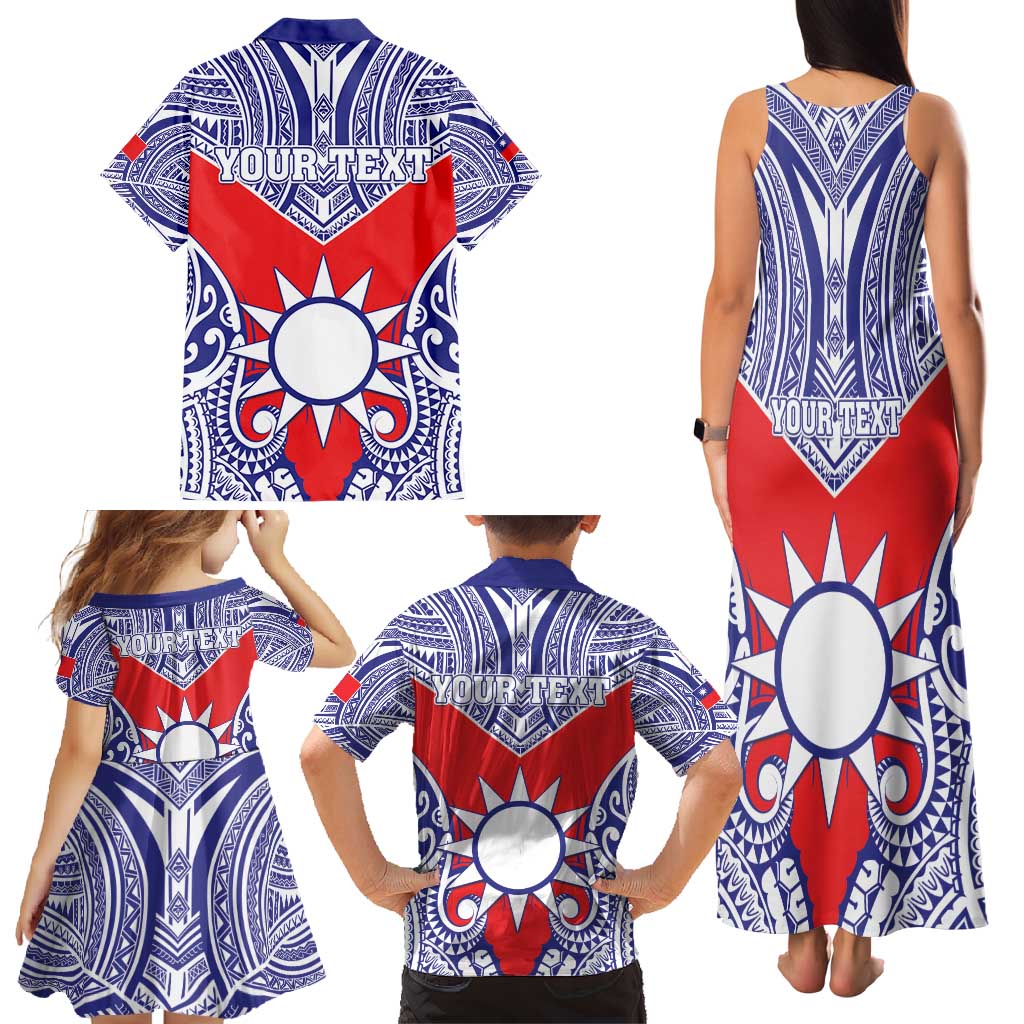 Personalised Taiwan Family Matching Tank Maxi Dress and Hawaiian Shirt Austronesian Tribal Tattoo Red LT05 - Polynesian Pride