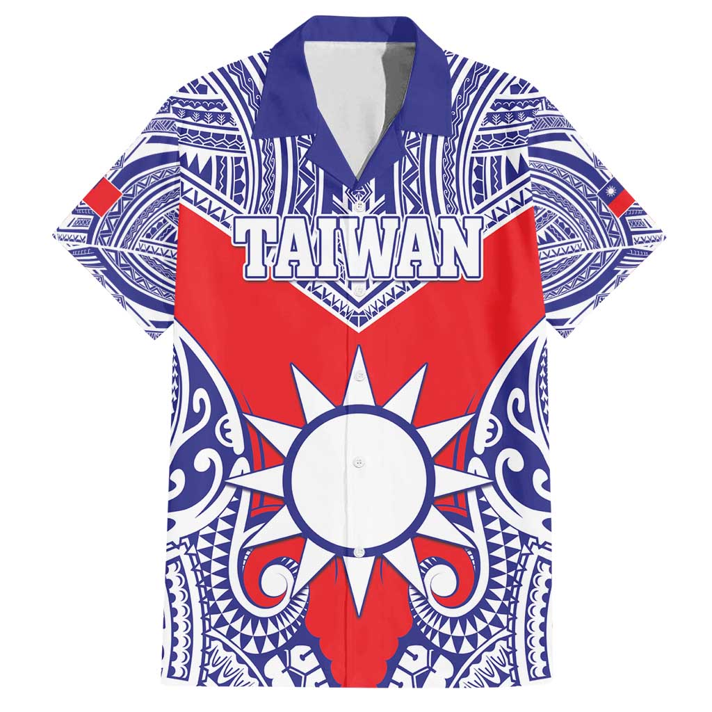 Personalised Taiwan Family Matching Tank Maxi Dress and Hawaiian Shirt Austronesian Tribal Tattoo Red LT05 Dad's Shirt - Short Sleeve Red - Polynesian Pride