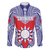 Personalised Taiwan Family Matching Tank Maxi Dress and Hawaiian Shirt Austronesian Tribal Tattoo Red LT05 Dad's Shirt - Long Sleeve Red - Polynesian Pride
