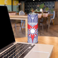Personalised Taiwan Skinny Tumbler Austronesian Tribal Tattoo Red - Polynesian Pride