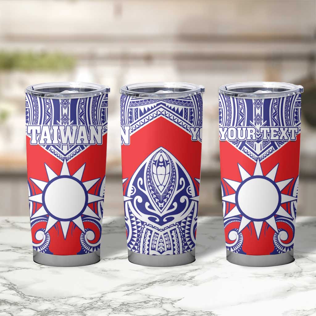 Personalised Taiwan Tumbler Cup Austronesian Tribal Tattoo Red - Polynesian Pride