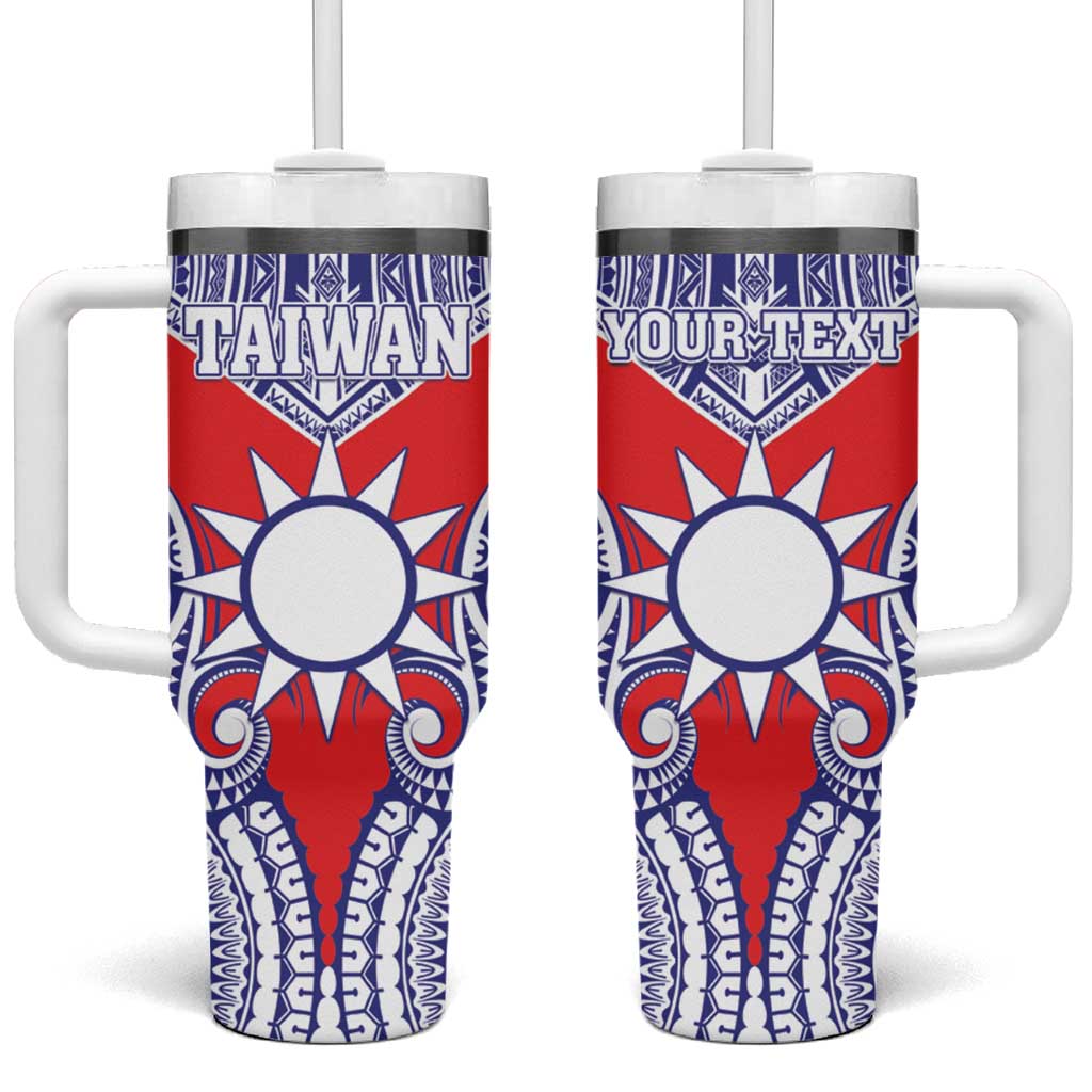 Personalised Taiwan Tumbler With Handle Austronesian Tribal Tattoo Red LT05 One Size: 40 oz Red - Polynesian Pride