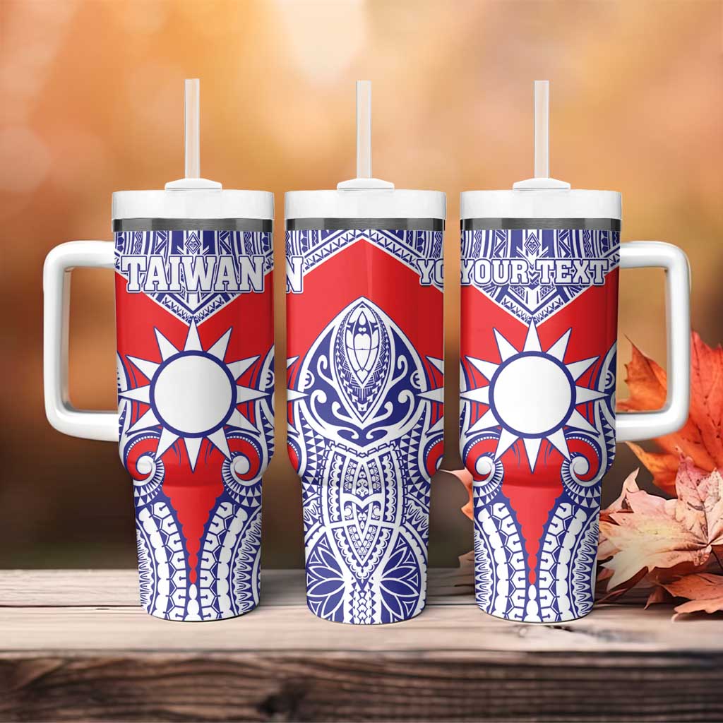 Personalised Taiwan Tumbler With Handle Austronesian Tribal Tattoo Red LT05 - Polynesian Pride