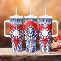 Personalised Taiwan Tumbler With Handle Austronesian Tribal Tattoo Red LT05 - Polynesian Pride