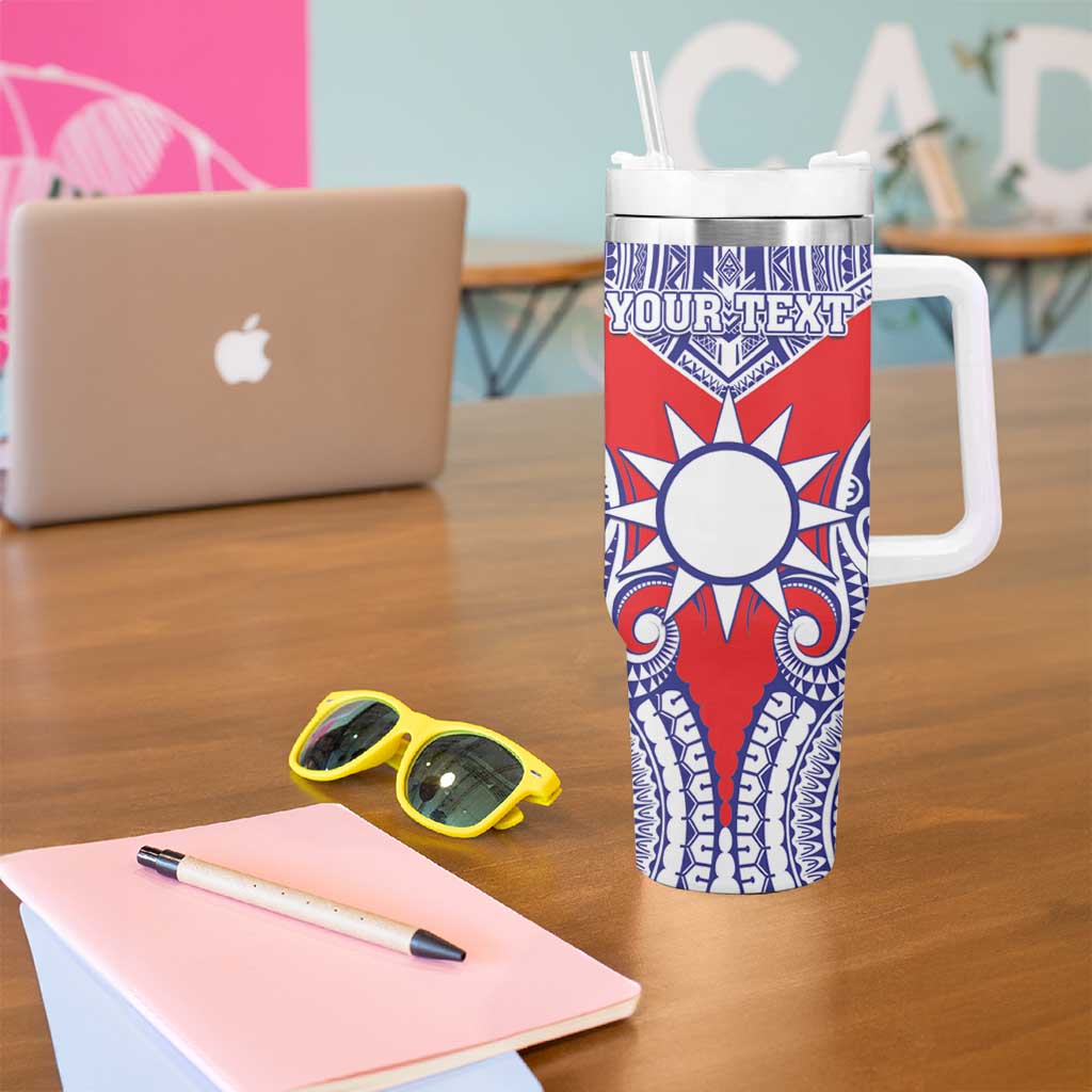 Personalised Taiwan Tumbler With Handle Austronesian Tribal Tattoo Red LT05 - Polynesian Pride