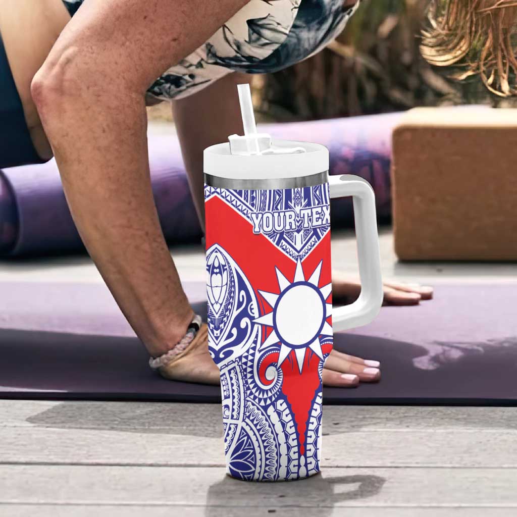 Personalised Taiwan Tumbler With Handle Austronesian Tribal Tattoo Red LT05 - Polynesian Pride