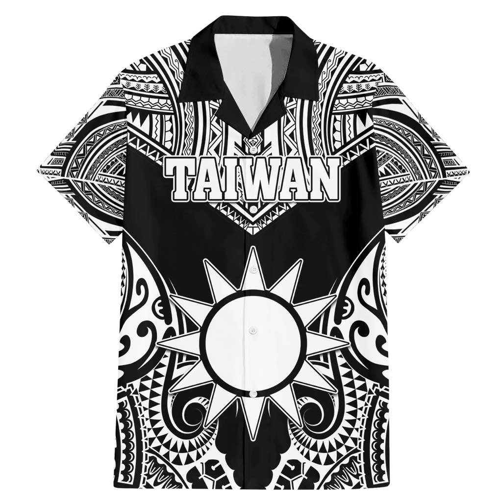 Personalised Taiwan Family Matching Mermaid Dress and Hawaiian Shirt Austronesian Tribal Tattoo Black LT05 Dad's Shirt - Short Sleeve Black - Polynesian Pride