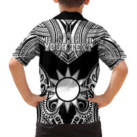 Personalised Taiwan Family Matching Off The Shoulder Long Sleeve Dress and Hawaiian Shirt Austronesian Tribal Tattoo Black LT05 - Polynesian Pride