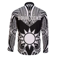 Personalised Taiwan Family Matching Off The Shoulder Long Sleeve Dress and Hawaiian Shirt Austronesian Tribal Tattoo Black LT05 - Polynesian Pride