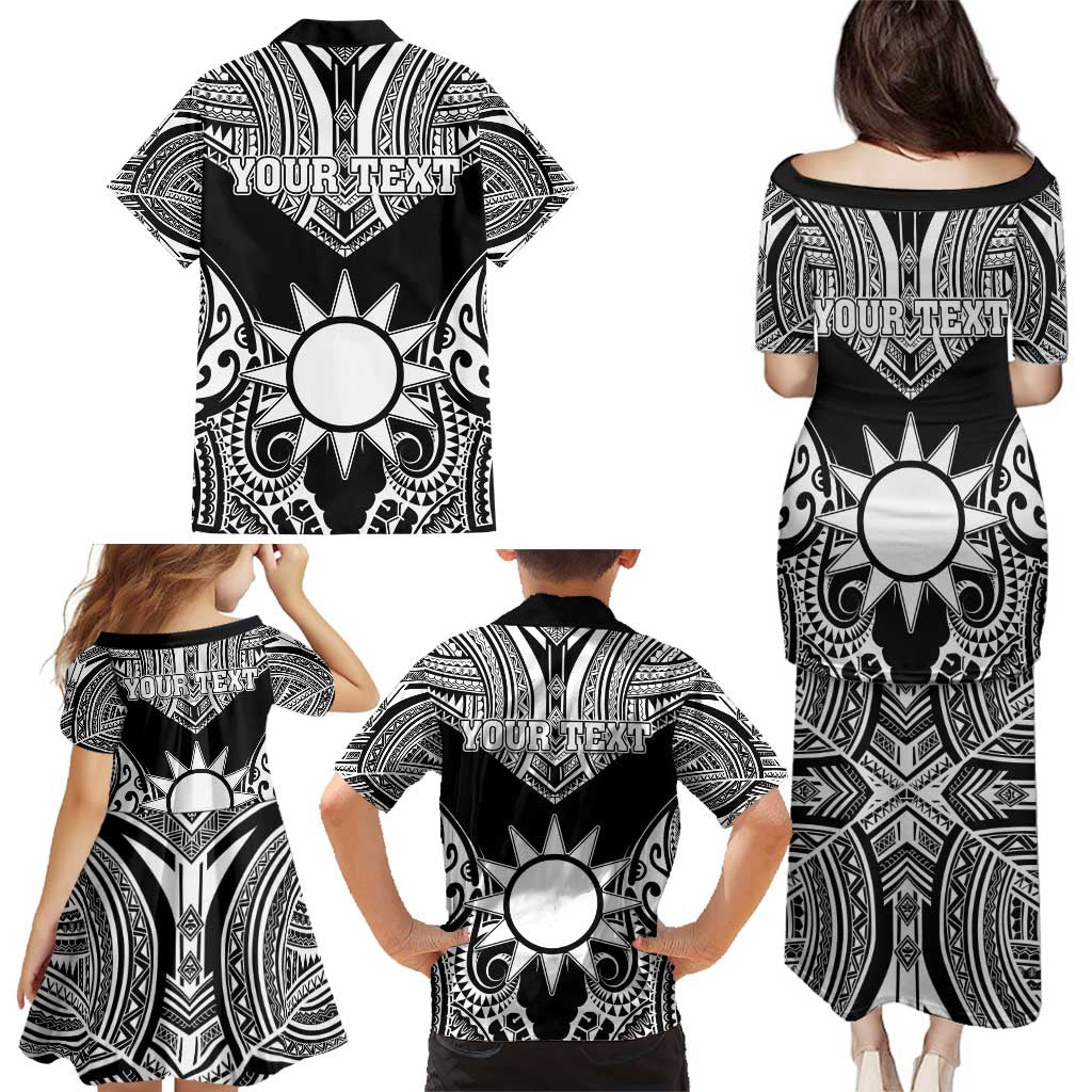 Personalised Taiwan Family Matching Puletasi and Hawaiian Shirt Austronesian Tribal Tattoo Black LT05 - Polynesian Pride