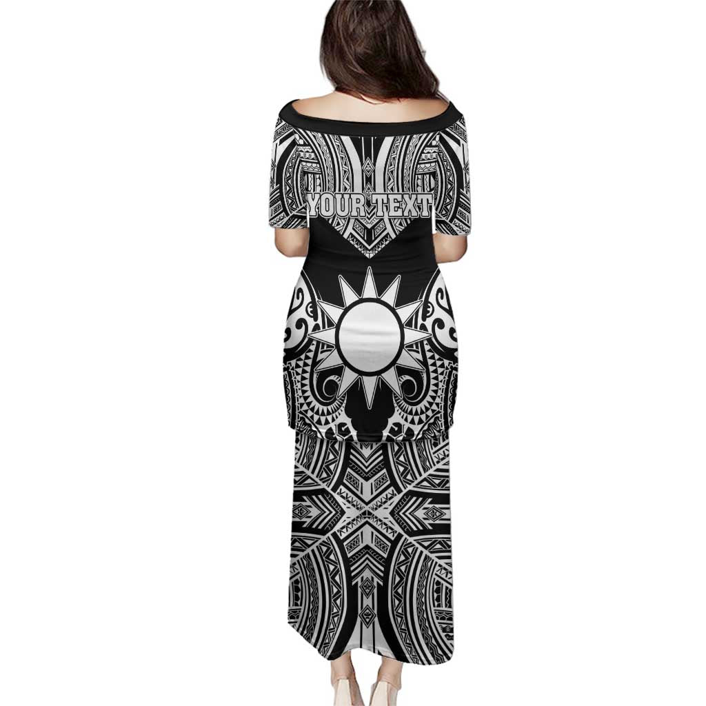Personalised Taiwan Family Matching Puletasi and Hawaiian Shirt Austronesian Tribal Tattoo Black LT05 - Polynesian Pride