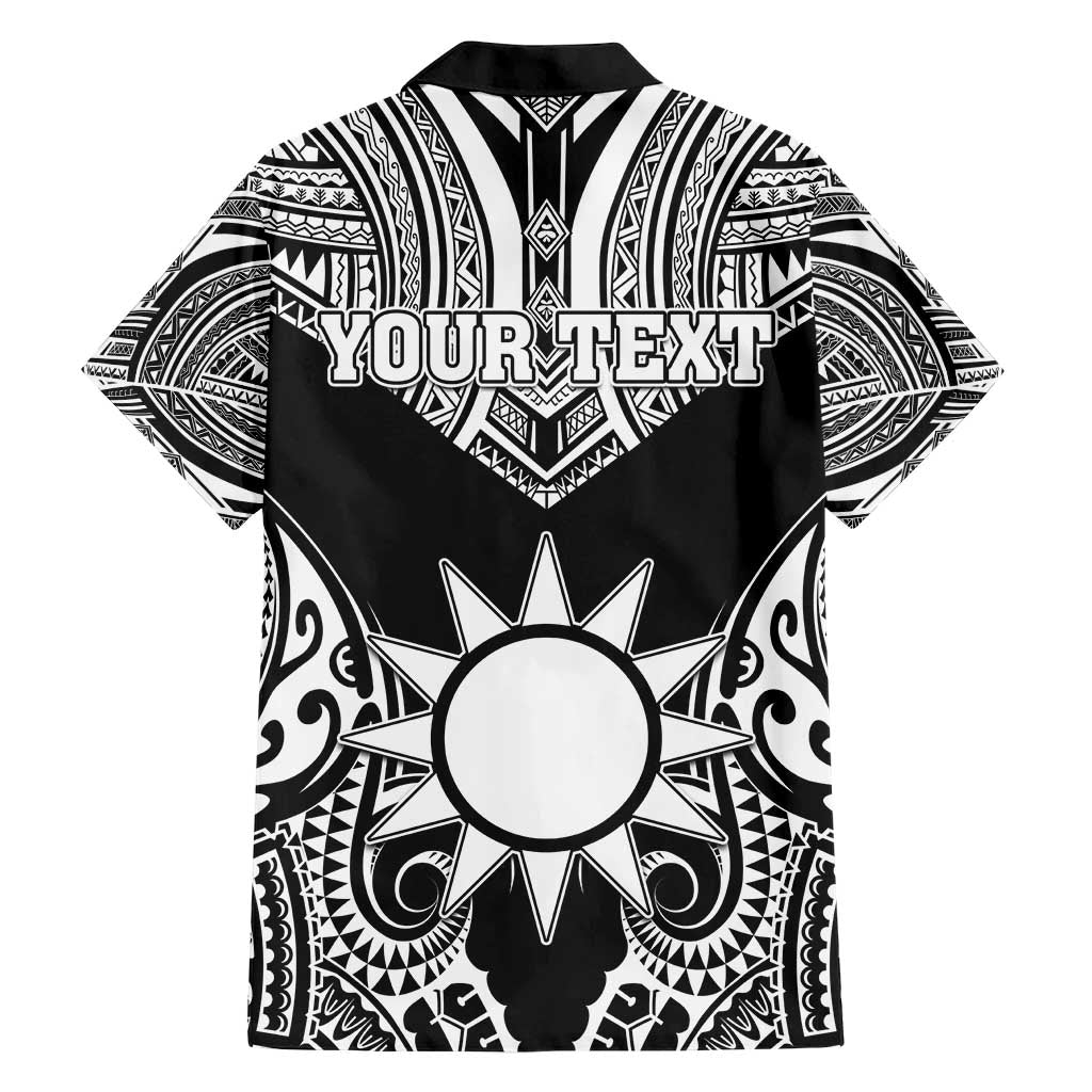 Personalised Taiwan Family Matching Short Sleeve Bodycon Dress and Hawaiian Shirt Austronesian Tribal Tattoo Black LT05 - Polynesian Pride