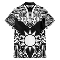 Personalised Taiwan Family Matching Short Sleeve Bodycon Dress and Hawaiian Shirt Austronesian Tribal Tattoo Black LT05 - Polynesian Pride