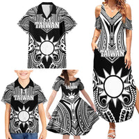 Personalised Taiwan Family Matching Summer Maxi Dress and Hawaiian Shirt Austronesian Tribal Tattoo Black LT05 - Polynesian Pride