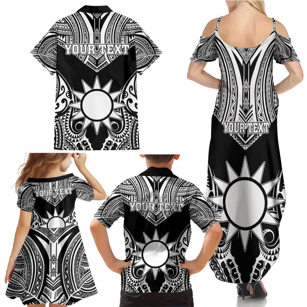 Personalised Taiwan Family Matching Summer Maxi Dress and Hawaiian Shirt Austronesian Tribal Tattoo Black LT05 - Polynesian Pride