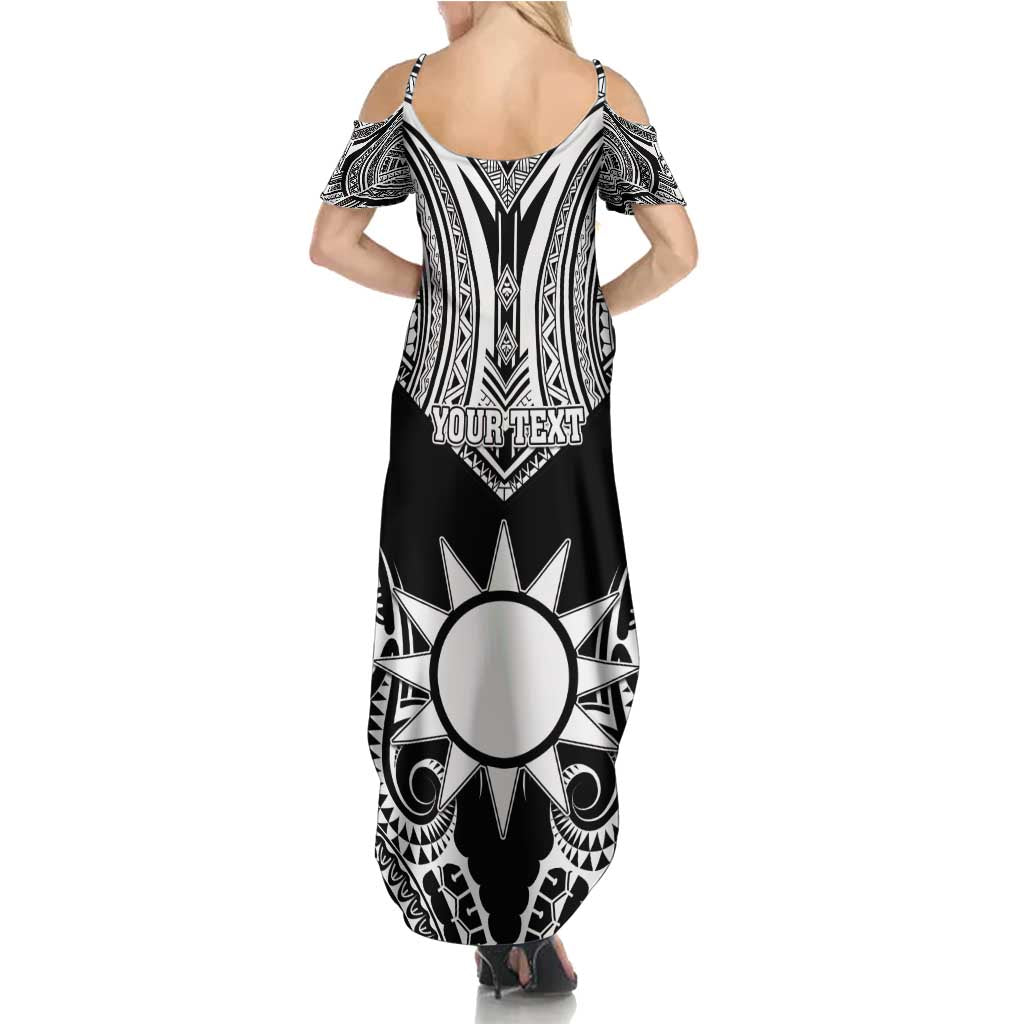 Personalised Taiwan Family Matching Summer Maxi Dress and Hawaiian Shirt Austronesian Tribal Tattoo Black LT05 - Polynesian Pride