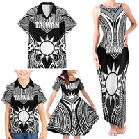 Personalised Taiwan Family Matching Tank Maxi Dress and Hawaiian Shirt Austronesian Tribal Tattoo Black LT05 - Polynesian Pride