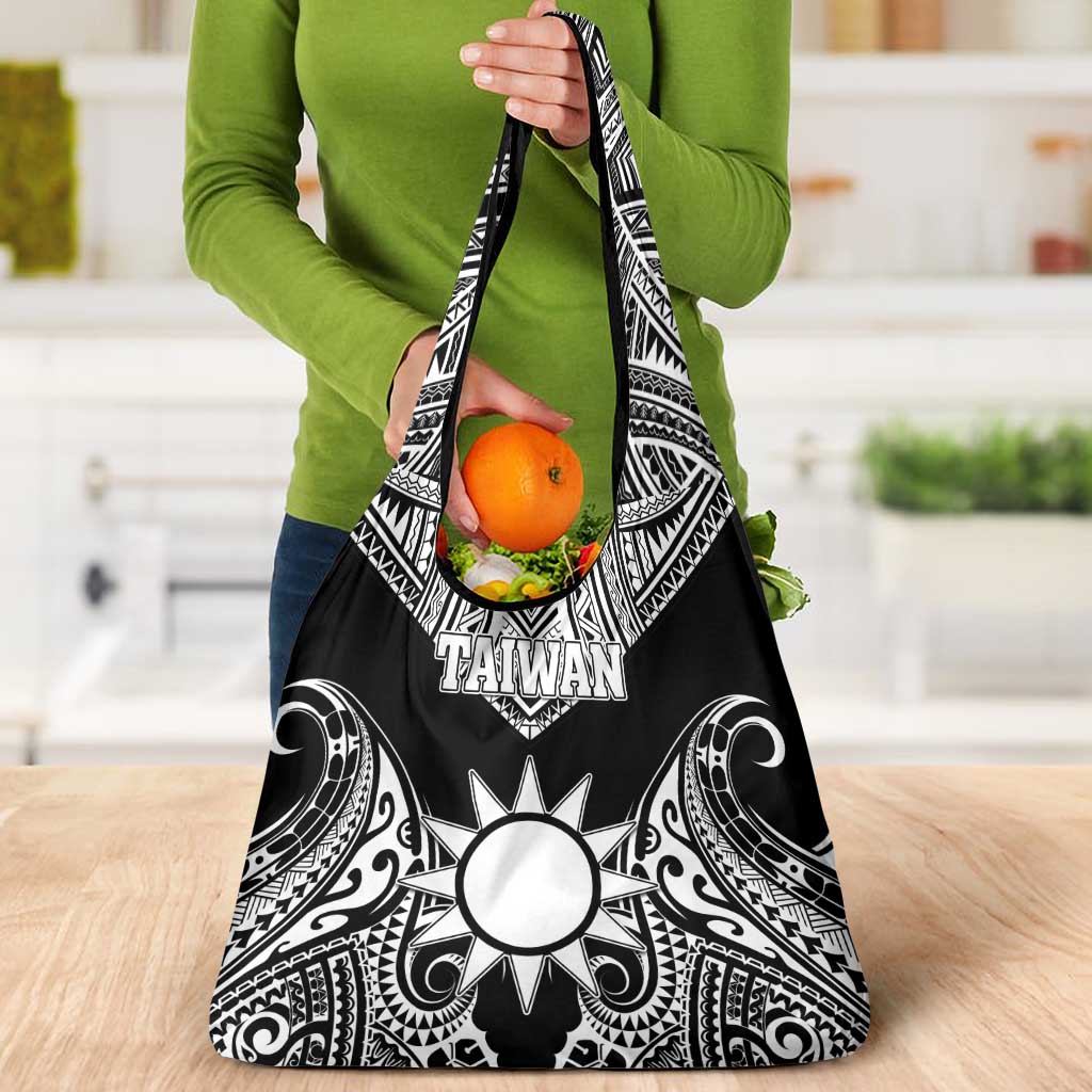 Taiwan Grocery Bag Austronesian Tribal Tattoo Black - Polynesian Pride