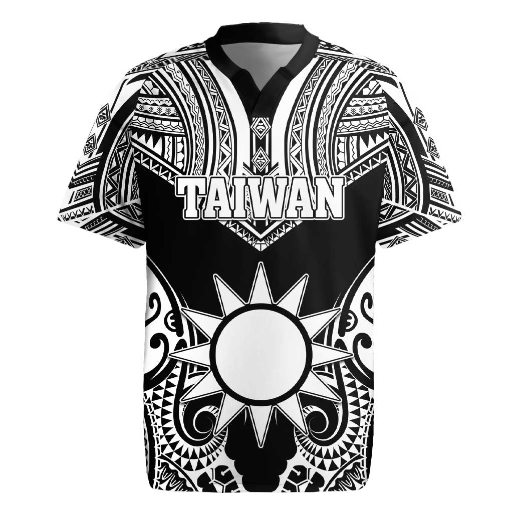 Personalised Taiwan Rugby Jersey Austronesian Tribal Tattoo Black LT05 Black - Polynesian Pride