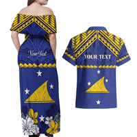 Personalised Tokelau Happy Tokehega Day Couples Matching Off Shoulder Maxi Dress and Hawaiian Shirt Polynesian Tribal Tattoo LT05 - Polynesian Pride
