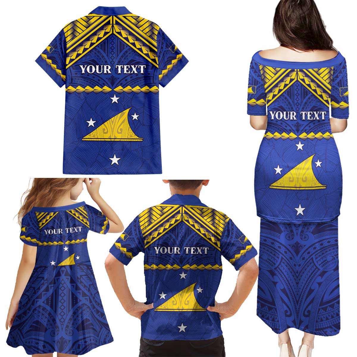 Personalised Tokelau Happy Tokehega Day Family Matching Puletasi and Hawaiian Shirt Polynesian Tribal Tattoo LT05 - Polynesian Pride