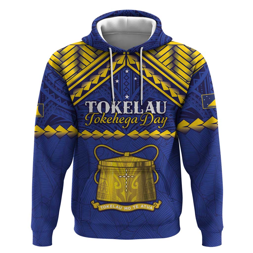 Personalised Tokelau Happy Tokehega Day Hoodie Polynesian Tribal Tattoo LT05 Pullover Hoodie Blue - Polynesian Pride
