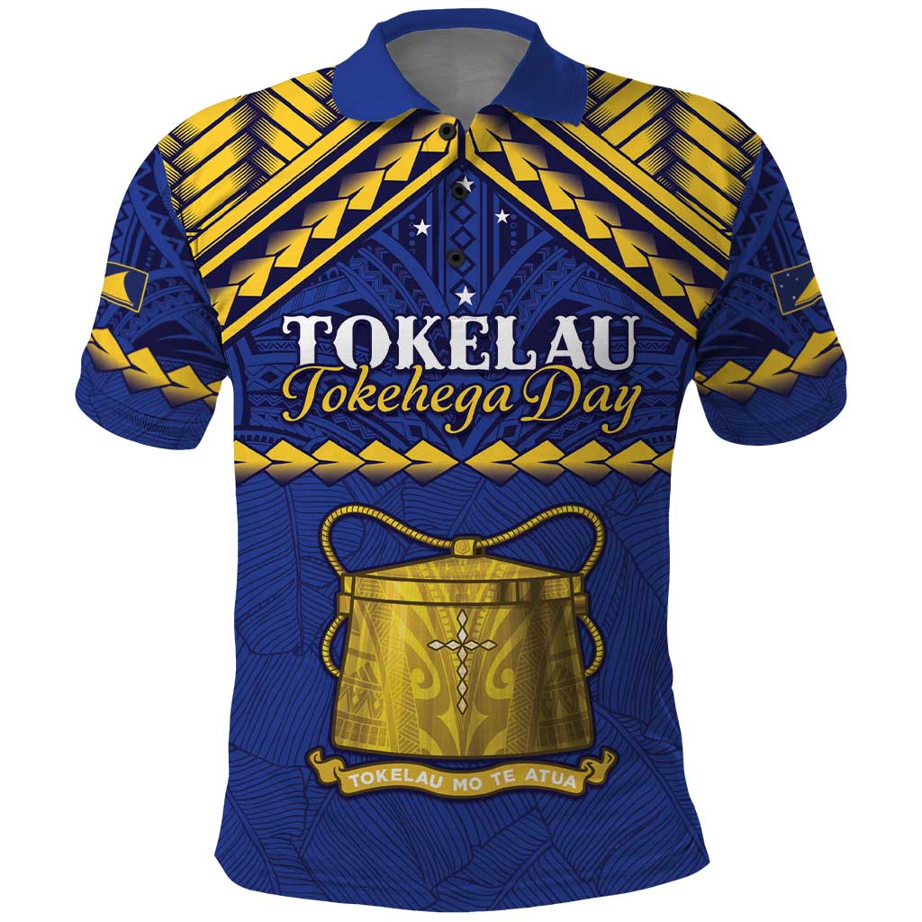 Personalised Tokelau Happy Tokehega Day Polo Shirt Polynesian Tribal Tattoo LT05 Blue - Polynesian Pride