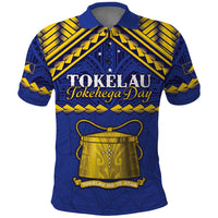 Personalised Tokelau Happy Tokehega Day Polo Shirt Polynesian Tribal Tattoo LT05 Blue - Polynesian Pride