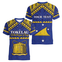 Personalised Tokelau Happy Tokehega Day Women V-Neck T-Shirt Polynesian Tribal Tattoo LT05 - Polynesian Pride