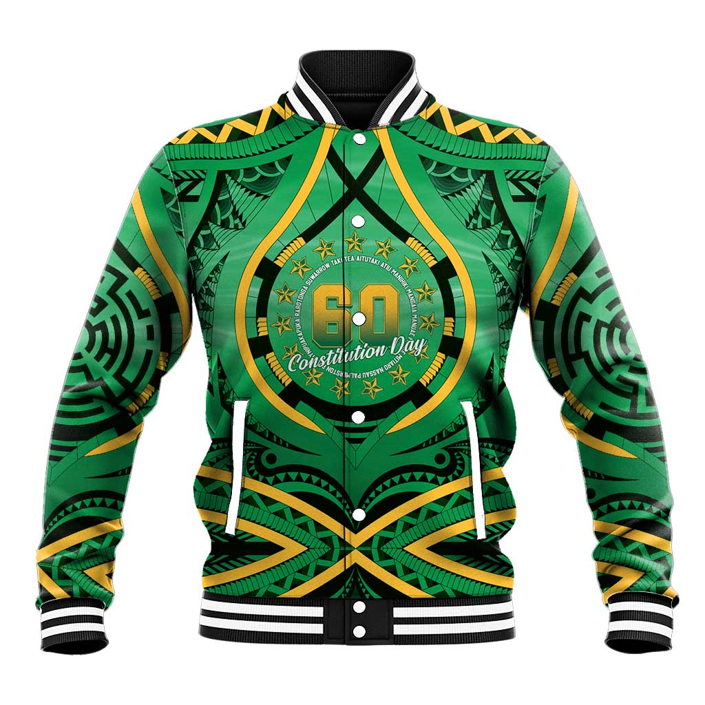 Cook Islands Constitution Day Baseball Jacket 60th Anniversary LT05 Unisex Green - Polynesian Pride