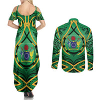 Cook Islands Constitution Day Couples Matching Summer Maxi Dress and Long Sleeve Button Shirt 60th Anniversary - Polynesian Pride