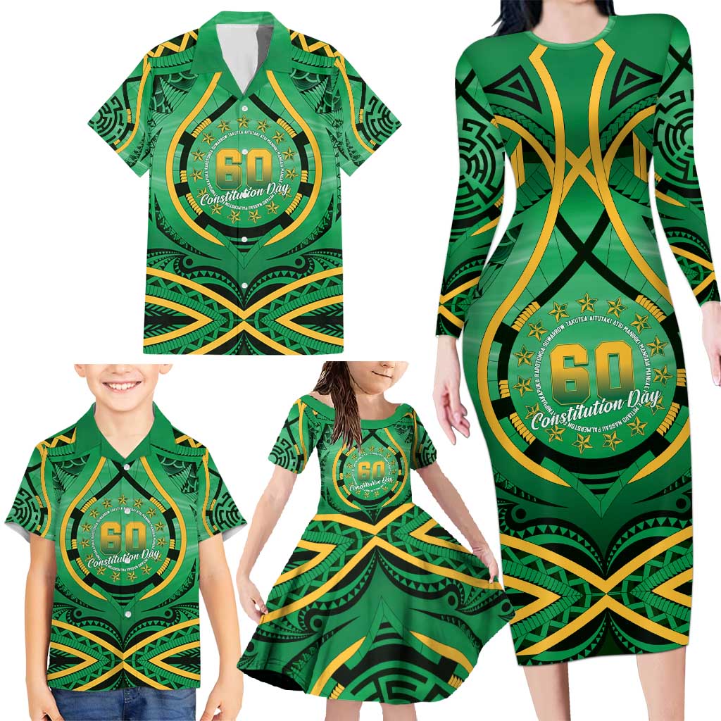 Cook Islands Constitution Day Family Matching Long Sleeve Bodycon Dress and Hawaiian Shirt 60th Anniversary LT05 - Polynesian Pride