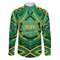 Cook Islands Constitution Day Family Matching Long Sleeve Bodycon Dress and Hawaiian Shirt 60th Anniversary LT05 Dad's Shirt - Long Sleeve Green - Polynesian Pride