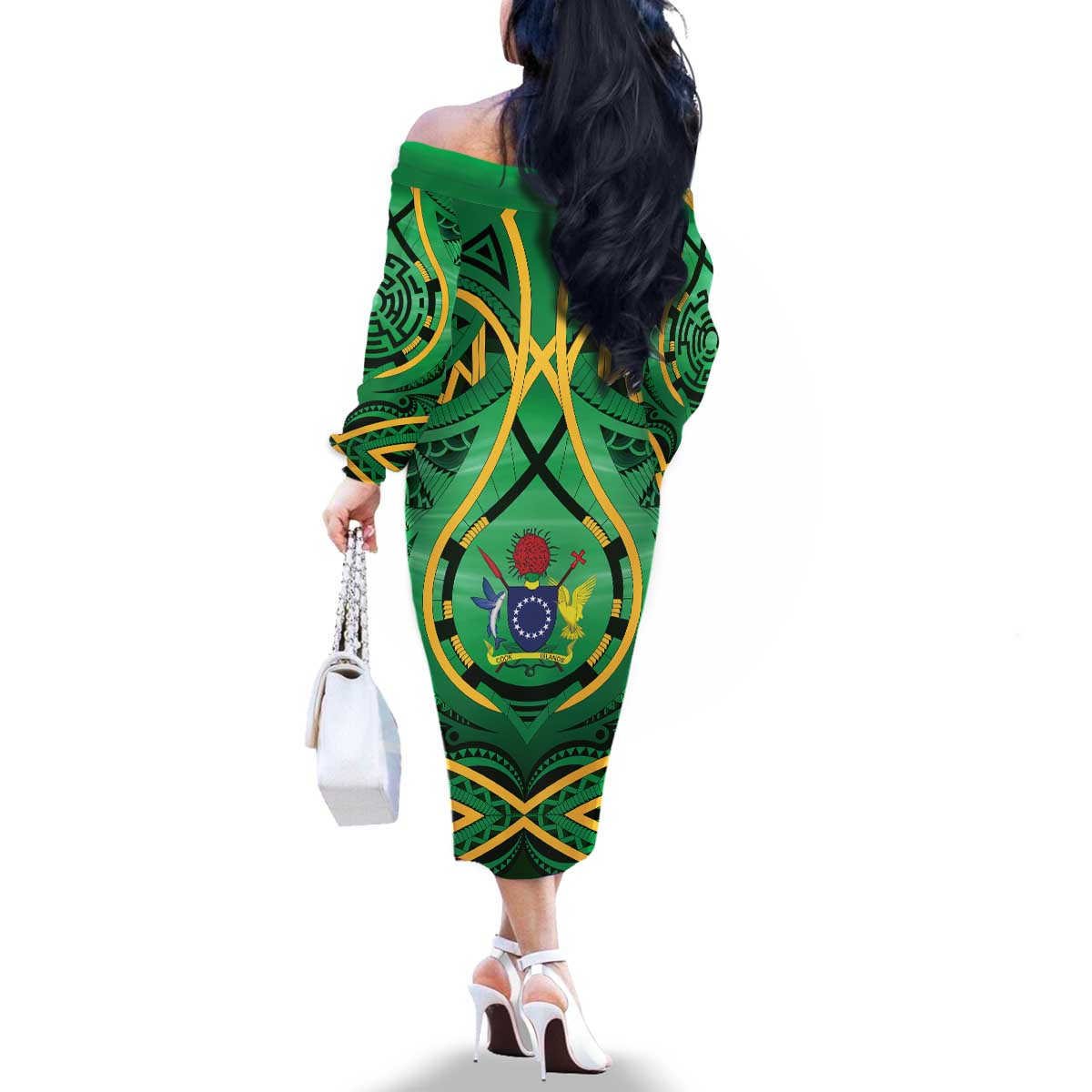 Cook Islands Constitution Day Family Matching Off The Shoulder Long Sleeve Dress and Hawaiian Shirt 60th Anniversary LT05 - Polynesian Pride