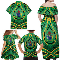 Cook Islands Constitution Day Family Matching Off Shoulder Maxi Dress and Hawaiian Shirt 60th Anniversary LT05 - Polynesian Pride