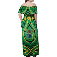 Cook Islands Constitution Day Family Matching Off Shoulder Maxi Dress and Hawaiian Shirt 60th Anniversary LT05 - Polynesian Pride