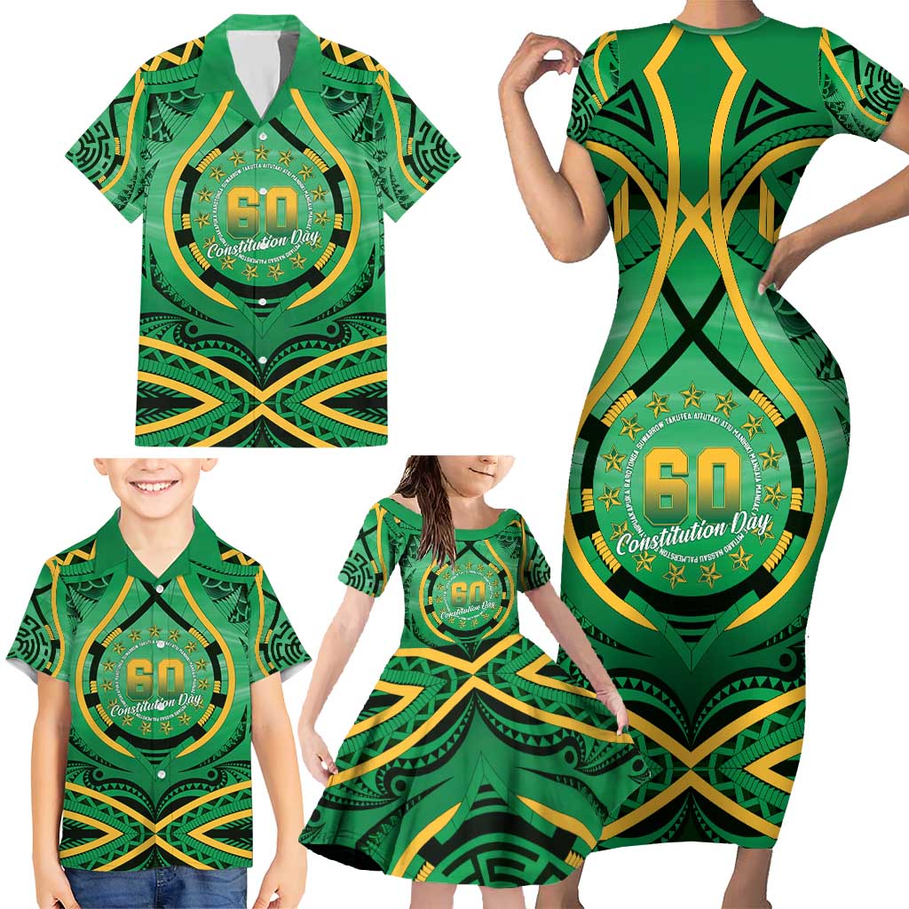 Cook Islands Constitution Day Family Matching Short Sleeve Bodycon Dress and Hawaiian Shirt 60th Anniversary LT05 - Polynesian Pride