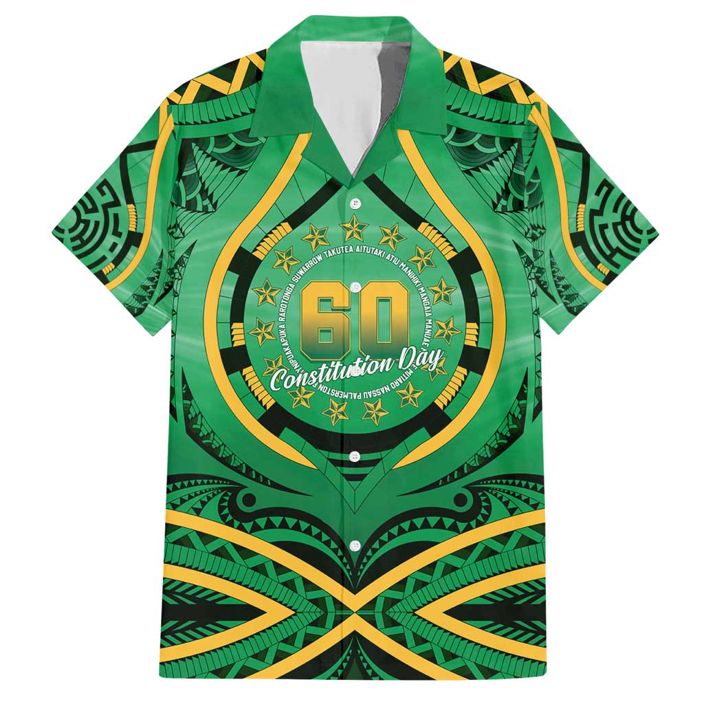 Cook Islands Constitution Day Family Matching Short Sleeve Bodycon Dress and Hawaiian Shirt 60th Anniversary LT05 Dad's Shirt - Short Sleeve Green - Polynesian Pride