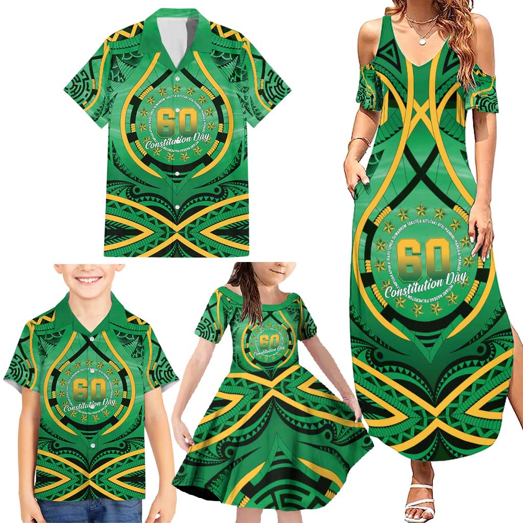 Cook Islands Constitution Day Family Matching Summer Maxi Dress and Hawaiian Shirt 60th Anniversary LT05 - Polynesian Pride