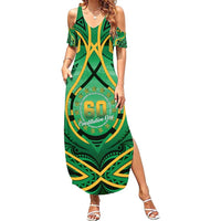 Cook Islands Constitution Day Family Matching Summer Maxi Dress and Hawaiian Shirt 60th Anniversary LT05 Mom's Dress Green - Polynesian Pride