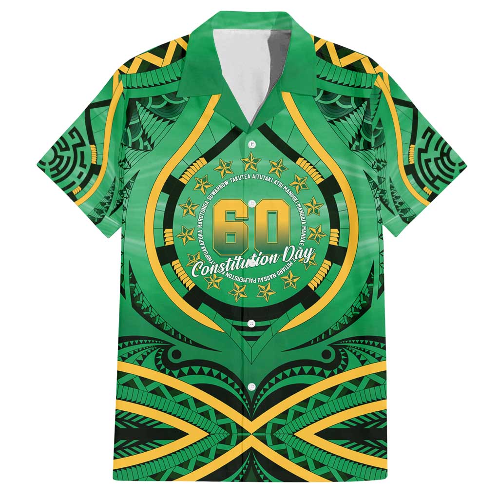 Cook Islands Constitution Day Family Matching Tank Maxi Dress and Hawaiian Shirt 60th Anniversary LT05 Dad's Shirt - Short Sleeve Green - Polynesian Pride