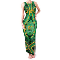 Cook Islands Constitution Day Family Matching Tank Maxi Dress and Hawaiian Shirt 60th Anniversary LT05 Mom's Dress Green - Polynesian Pride