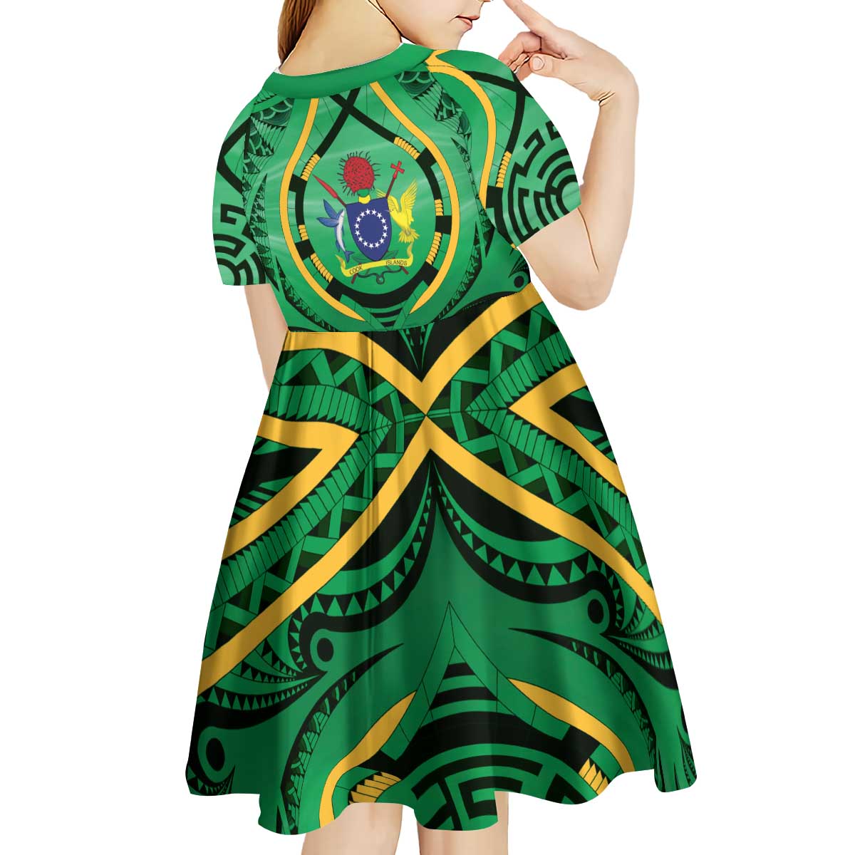 Cook Islands Constitution Day Kid Short Sleeve Dress 60th Anniversary - Polynesian Pride