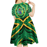 Cook Islands Constitution Day Kid Short Sleeve Dress 60th Anniversary - Polynesian Pride