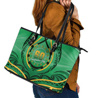 Cook Islands Constitution Day Leather Tote Bag 60th Anniversary - Polynesian Pride