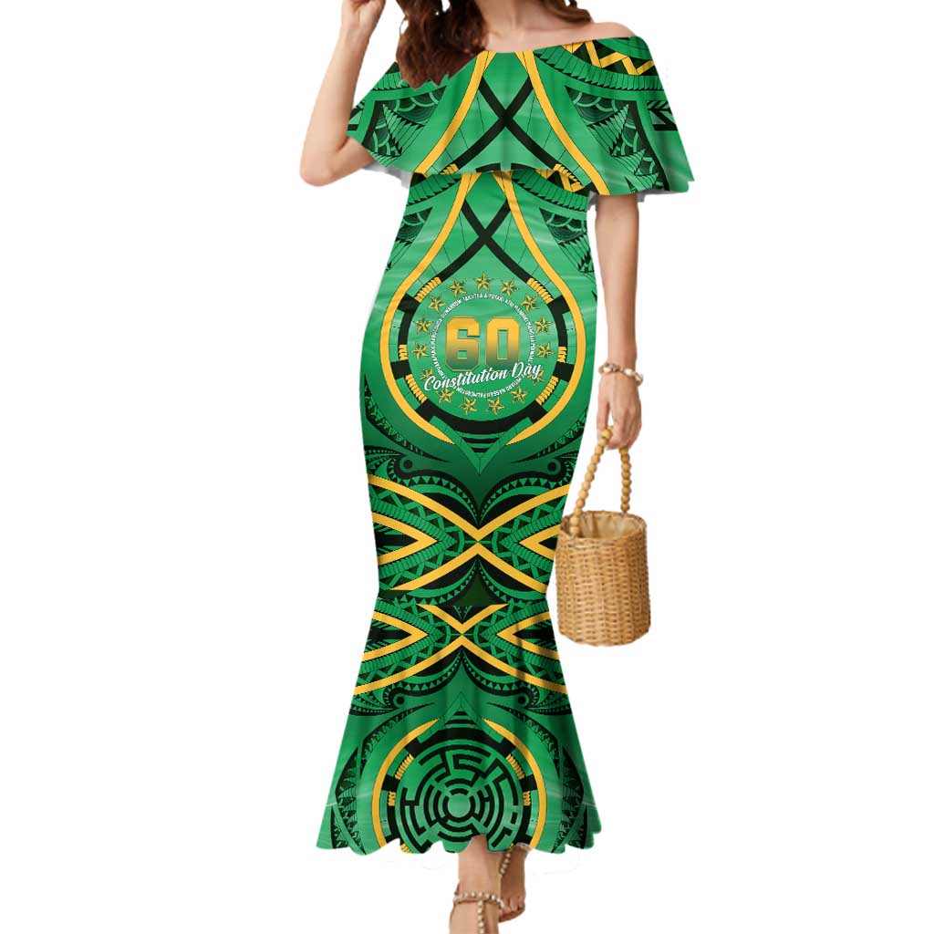 Cook Islands Constitution Day Mermaid Dress 60th Anniversary LT05 Women Green - Polynesian Pride