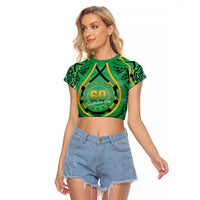 Cook Islands Constitution Day Raglan Cropped T Shirt 60th Anniversary - Polynesian Pride