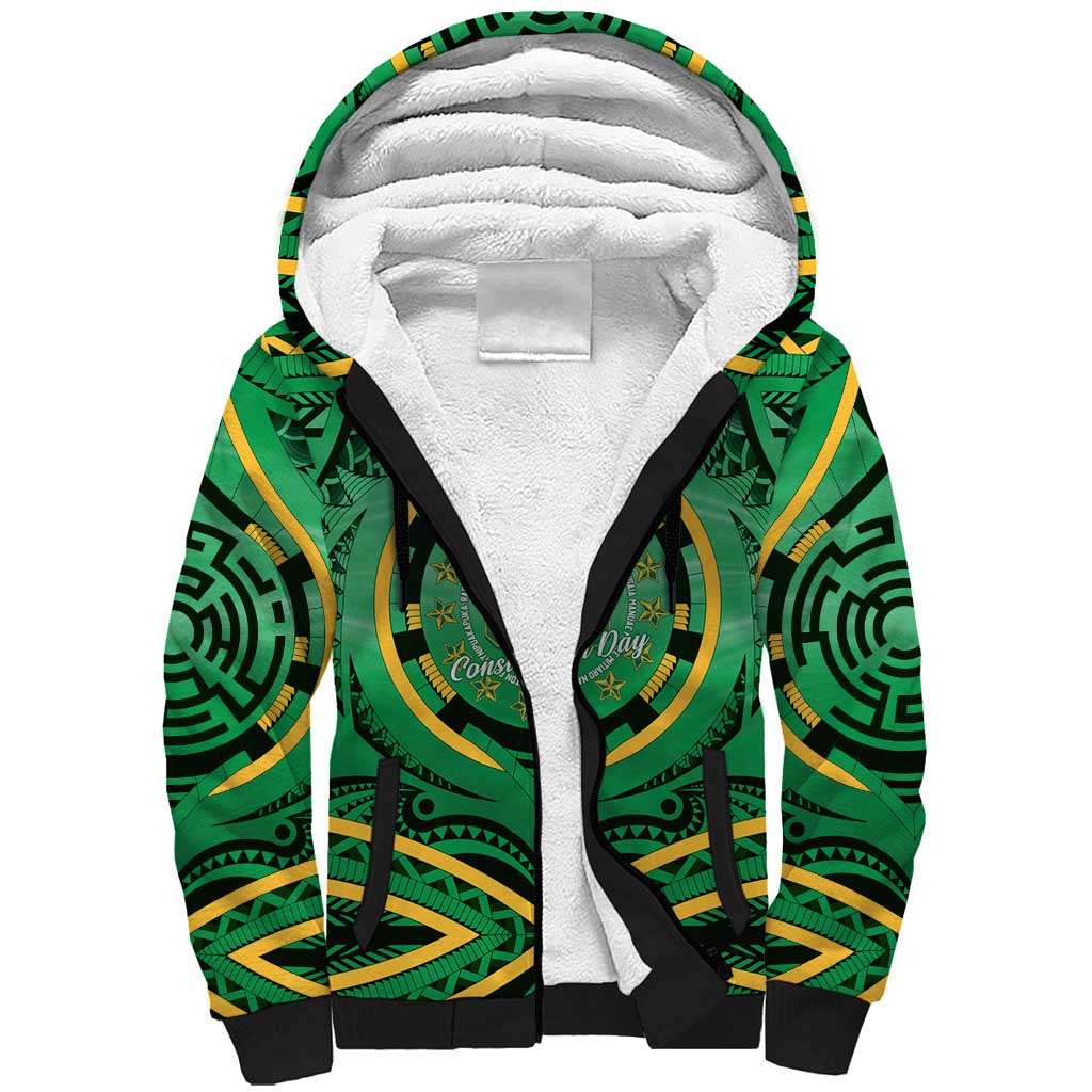 Cook Islands Constitution Day Sherpa Hoodie 60th Anniversary LT05 Unisex Green - Polynesian Pride